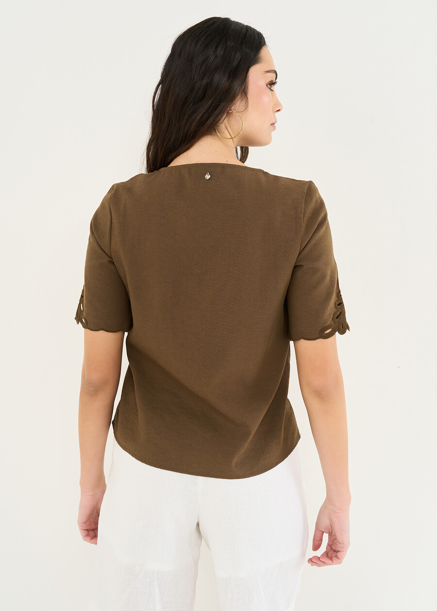 Barbi T-shirt with embroidery MARRONE Woman , image number 3