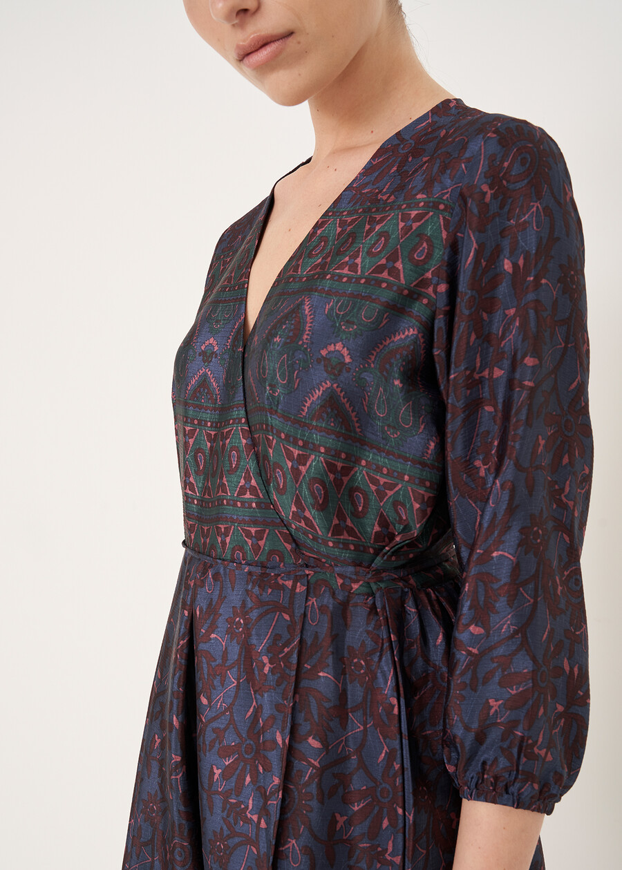 Artur ethnic print wrap dress BLU MIDNIGHTVIOLA VINACCIA Woman , image number 3