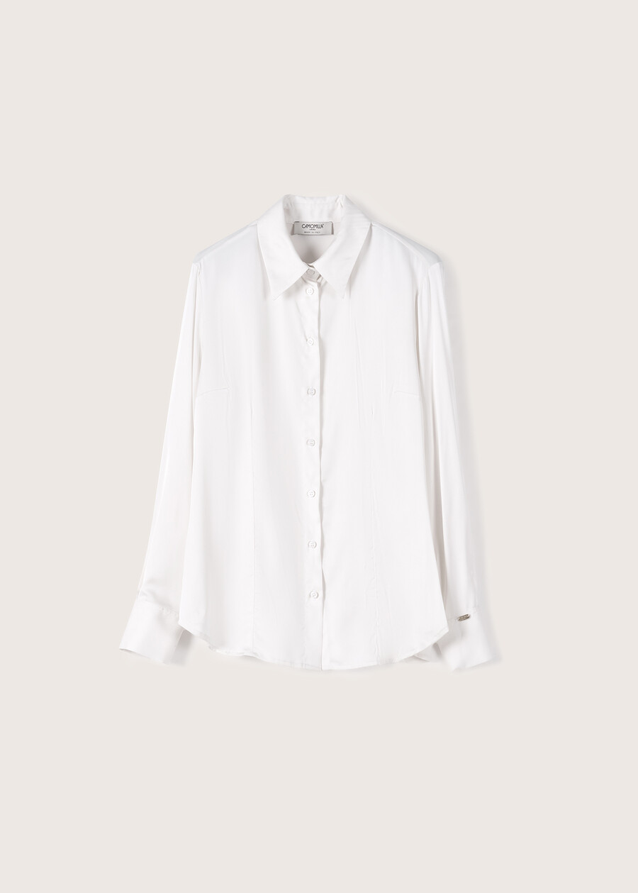 Camicia Alessia in satin BEIGE LIGHT BEIGEBEIGE LATTEMARRONE Donna , immagine n. 4