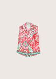 Camicia smanicata Clorinda in satin ROSSO ARAGOSTABLUE OLTREMARE  Donna immagine n. 4