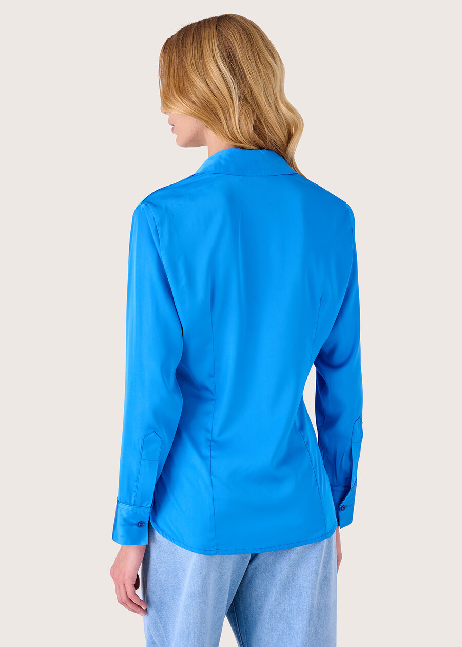 Camicia Alessia in satin BLUBEIGE NAVAJOVERDE LIMEBLUE OLTREMARE  Donna , immagine n. 4