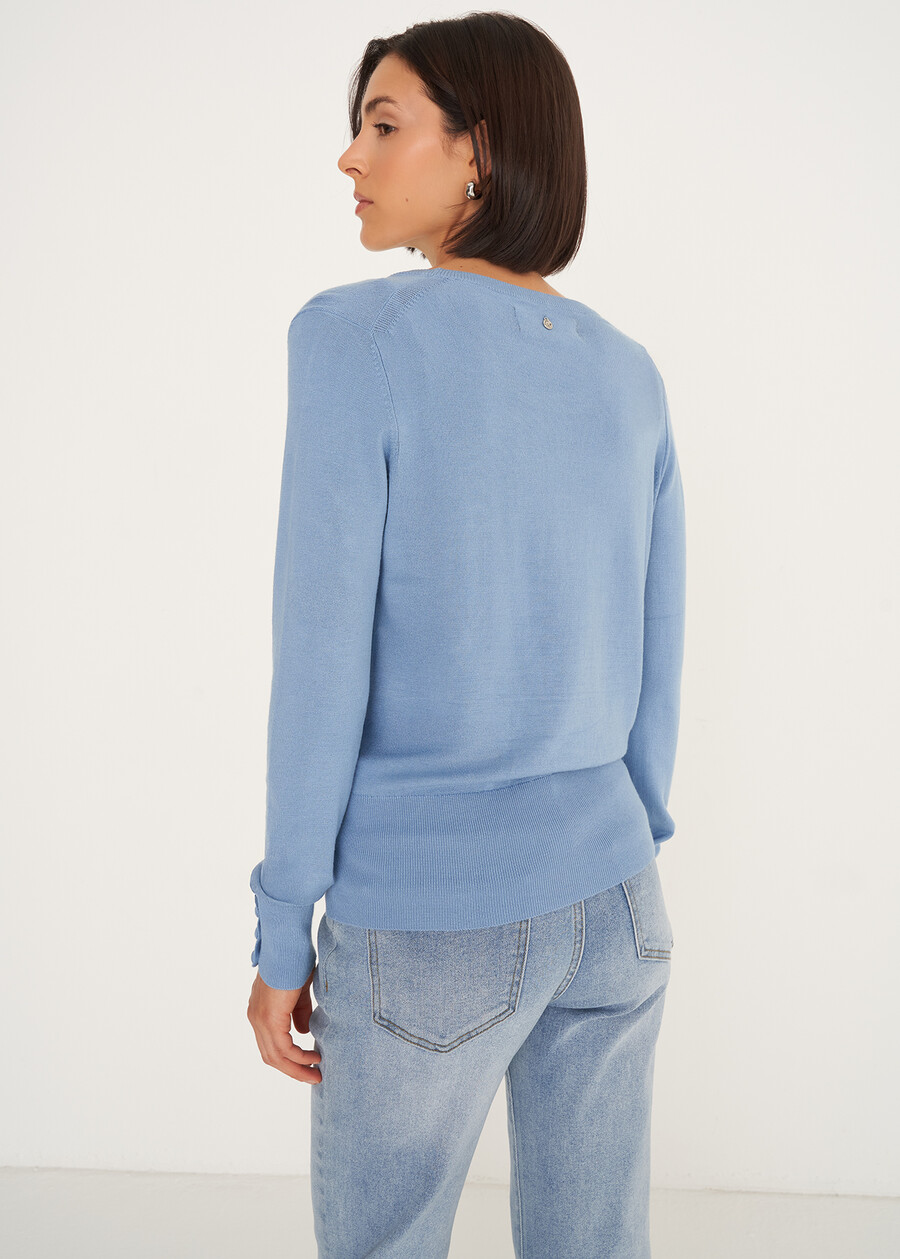 Melody wool sweater with round neck BLU MIDNIGHTCELESTE FIORDALISOVIOLA VINACCIAROSA Woman , image number 3