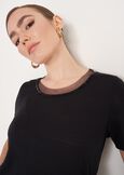 Sierra T-shirt With Chiffon Detail BEIGE SABBIANERO BLACK Woman image number 2
