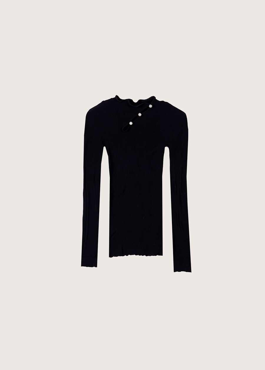 Maglia Secret con perle NERO BLACK Donna , immagine n. 4