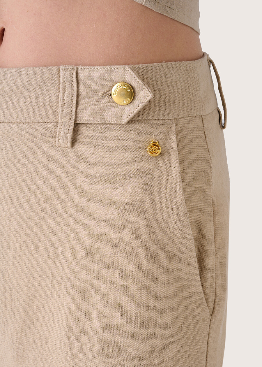 Babila linen and cotton blend Bermuda shorts BEIGE SAFARIBLU AVION Woman , image number 3