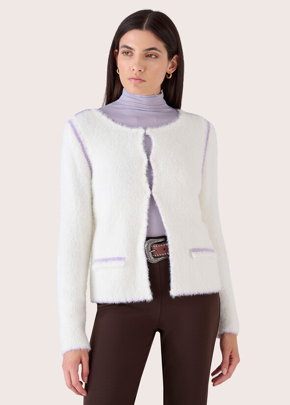 Cardigan Cabras con profili in lurex BEIGE GESSO Donna null