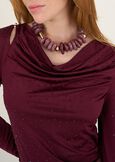 T-shirt Suemy con cappuccio e strass ROSSO BORDEAUXBLU Donna immagine n. 2