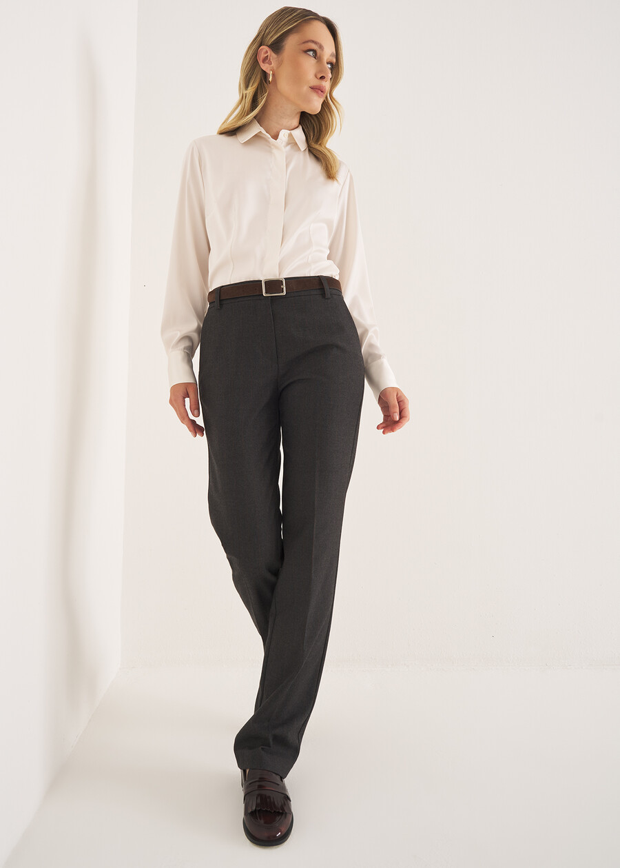 Camicia Alessia-B in satin BEIGE MOUSSEBEIGE LATTEVERDE Donna , immagine n. 4