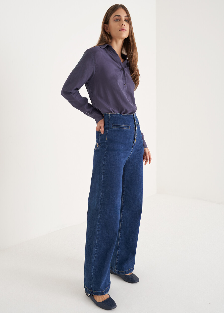 Pantalone Dannie in denim di cotone BIANCO WHITEDENIM DARK DENIM Donna , immagine n. 1