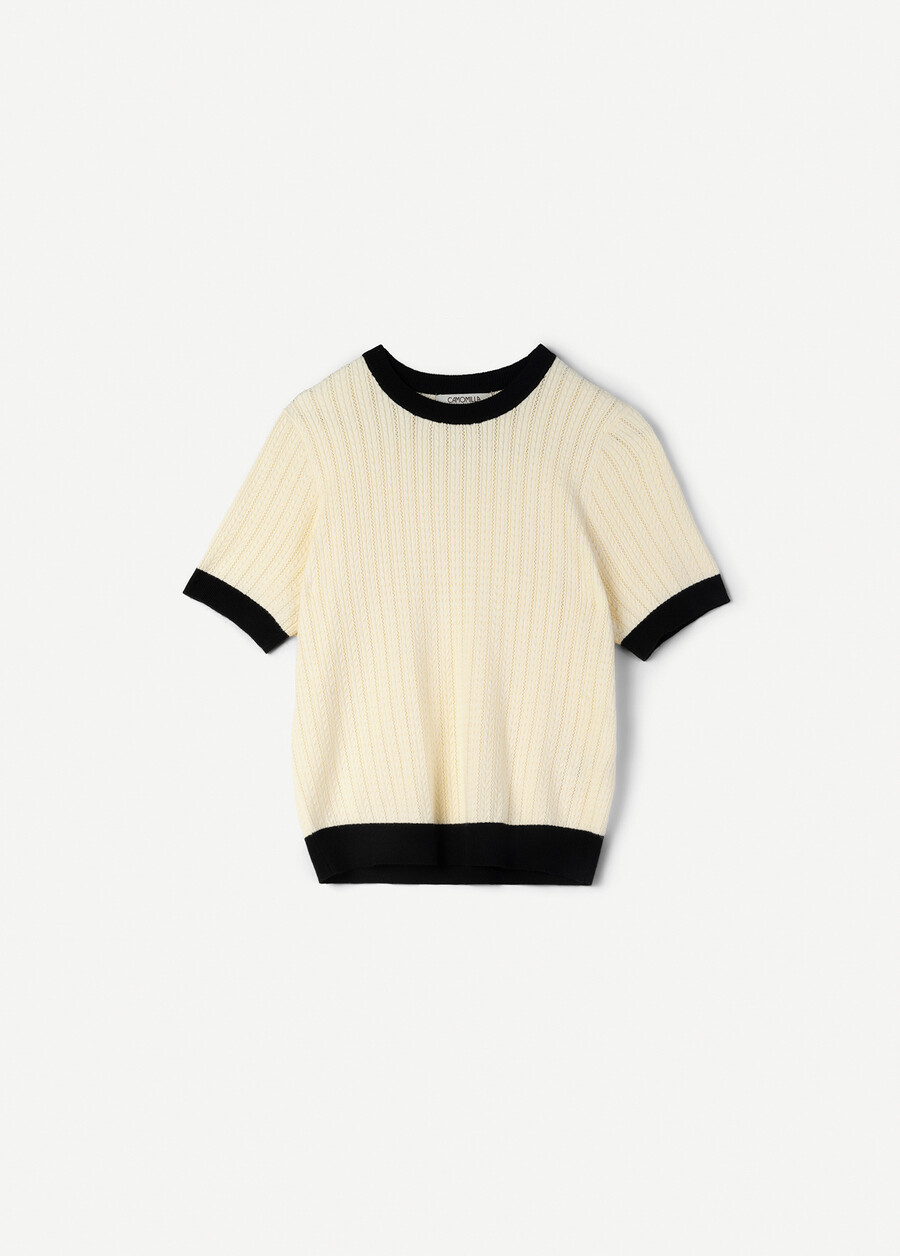 T-shirt in maglia Six BEIGE AVENANERO BLACK Donna , immagine n. 5
