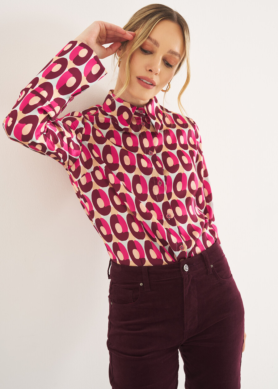 Carmen wallet print shirt GRIGIO CENERE Woman , image number 1