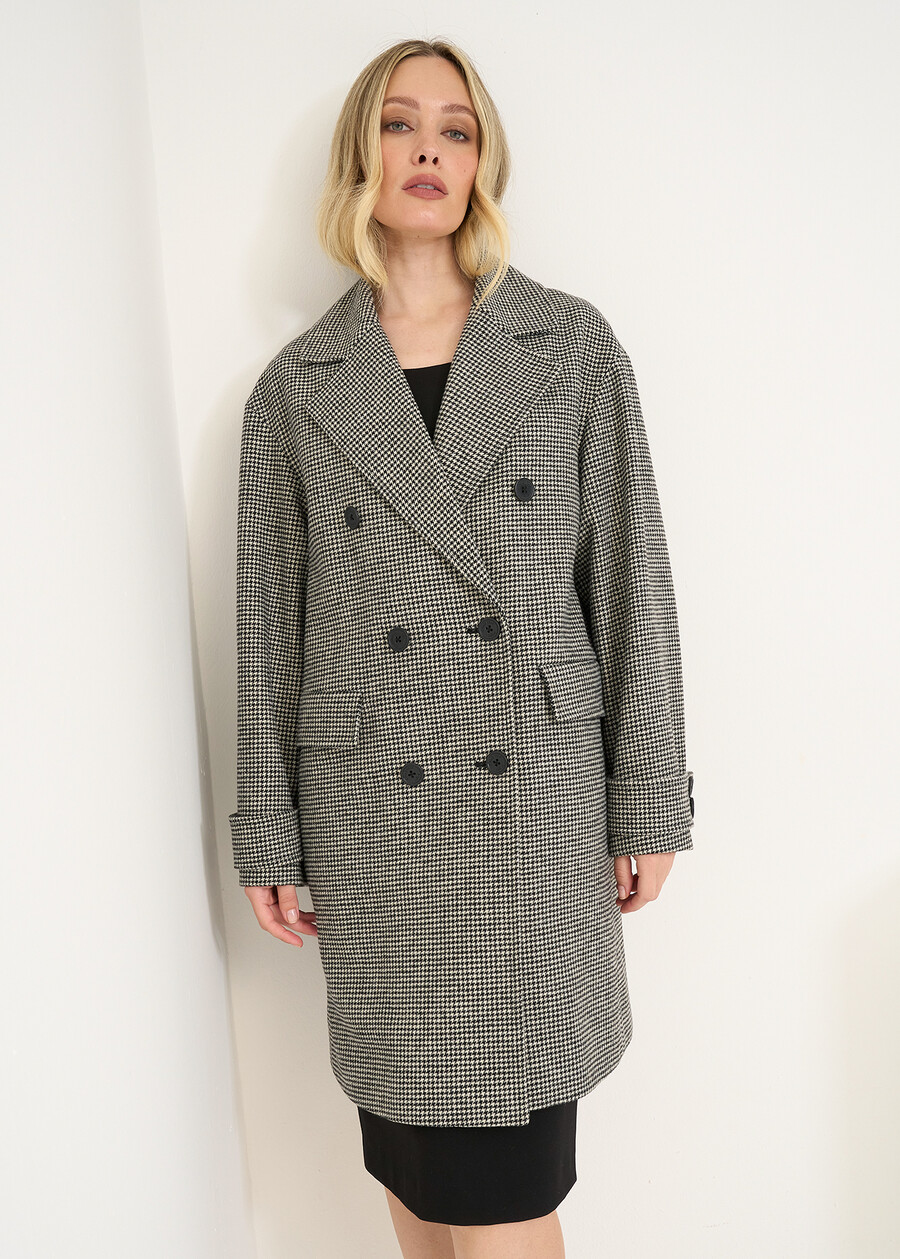 Cleo houndstooth coat NERO BLACK Woman , image number 2