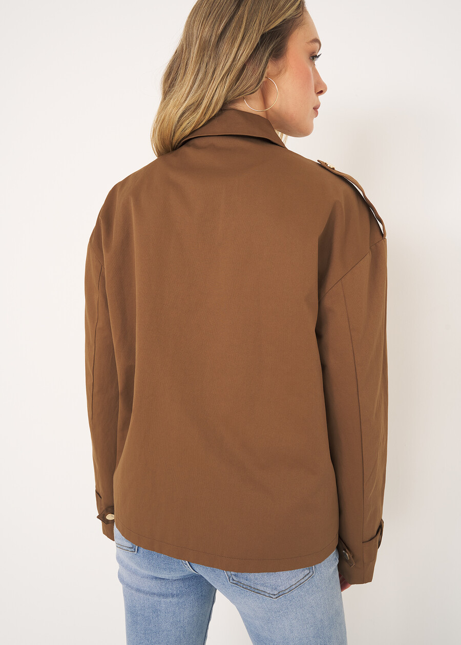 Gary jacket with hidden zip MARRONE TERRABLU GRAFITE Woman , image number 4