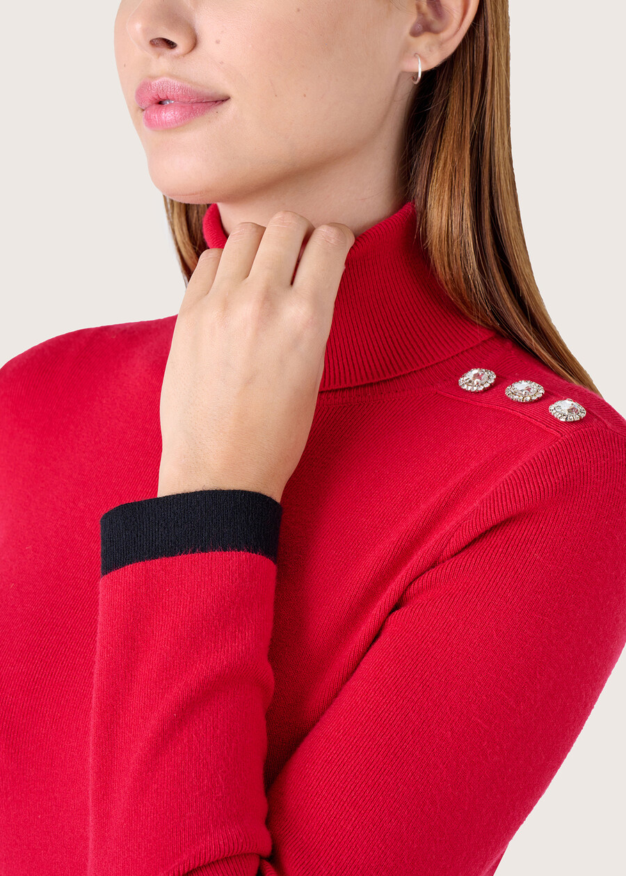 Mayra jersey with strass ROSSO PAPAVERO Woman , image number 2
