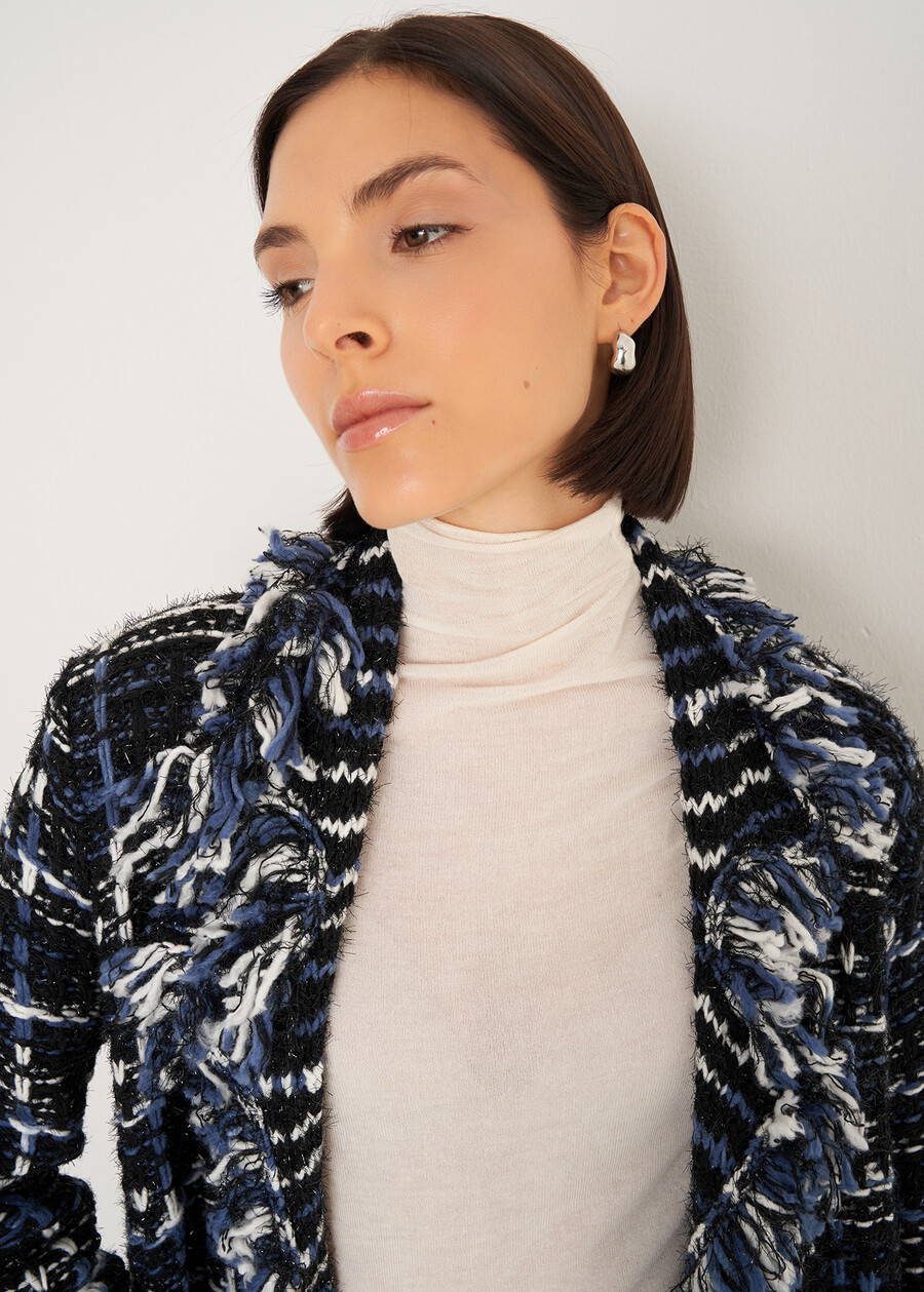 Cardigan Cardi in tweed effetto chenille NERO BLACKNERO BLACK Donna , immagine n. 2