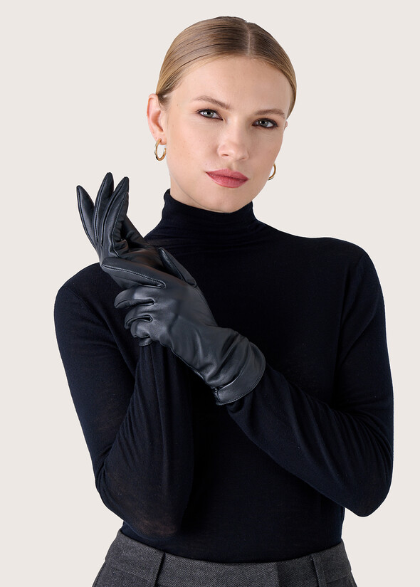 Guanti Genevieve vera pelle NERO BLACK Donna null