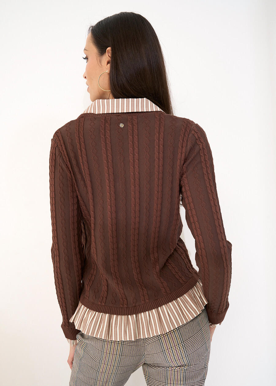 Cardigan Criss effetto doppio capo MARRONEBLU Donna , immagine n. 3