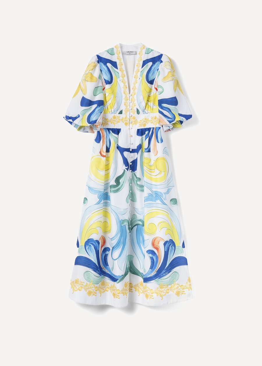 Angelina Mediterranean Print Dress BIANCO WHITE Woman , image number 5