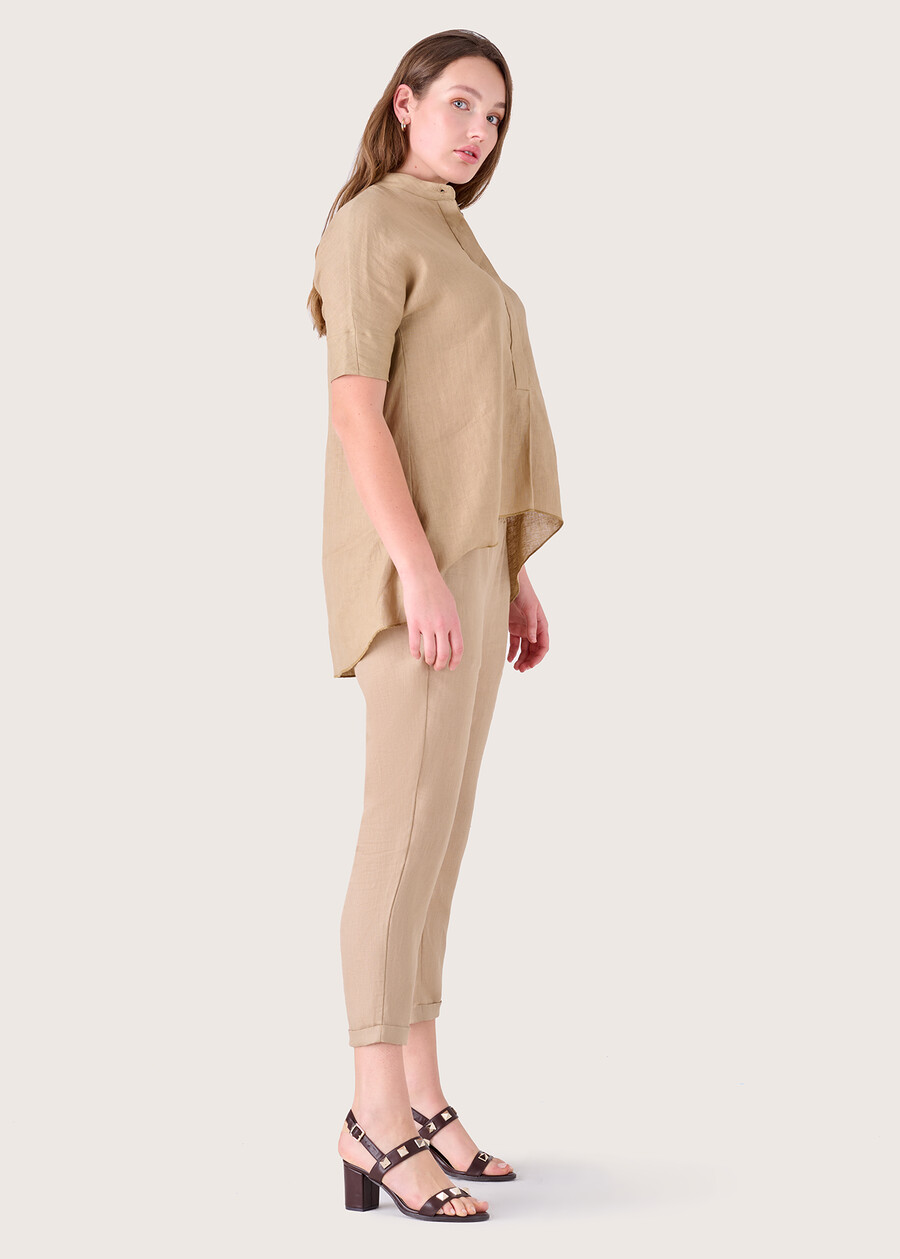 Pantalone Pierce 100% lino MARRONE TABACCO Donna , immagine n. 2