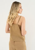 Top Trey in misto lino BEIGE Donna immagine n. 3