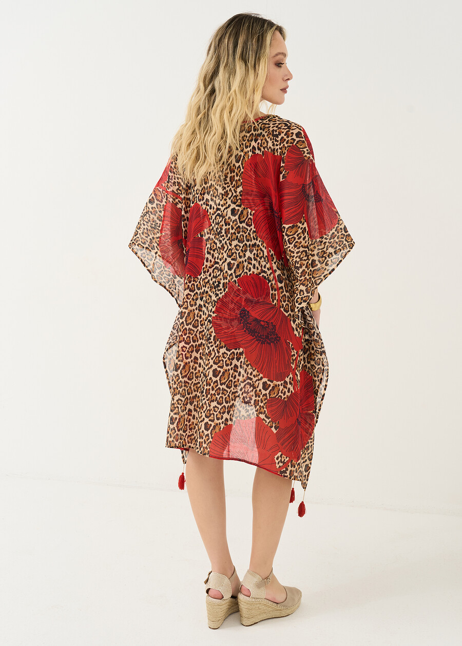 Kaftano Berenice stampa animalier ROSSO Donna , immagine n. 3