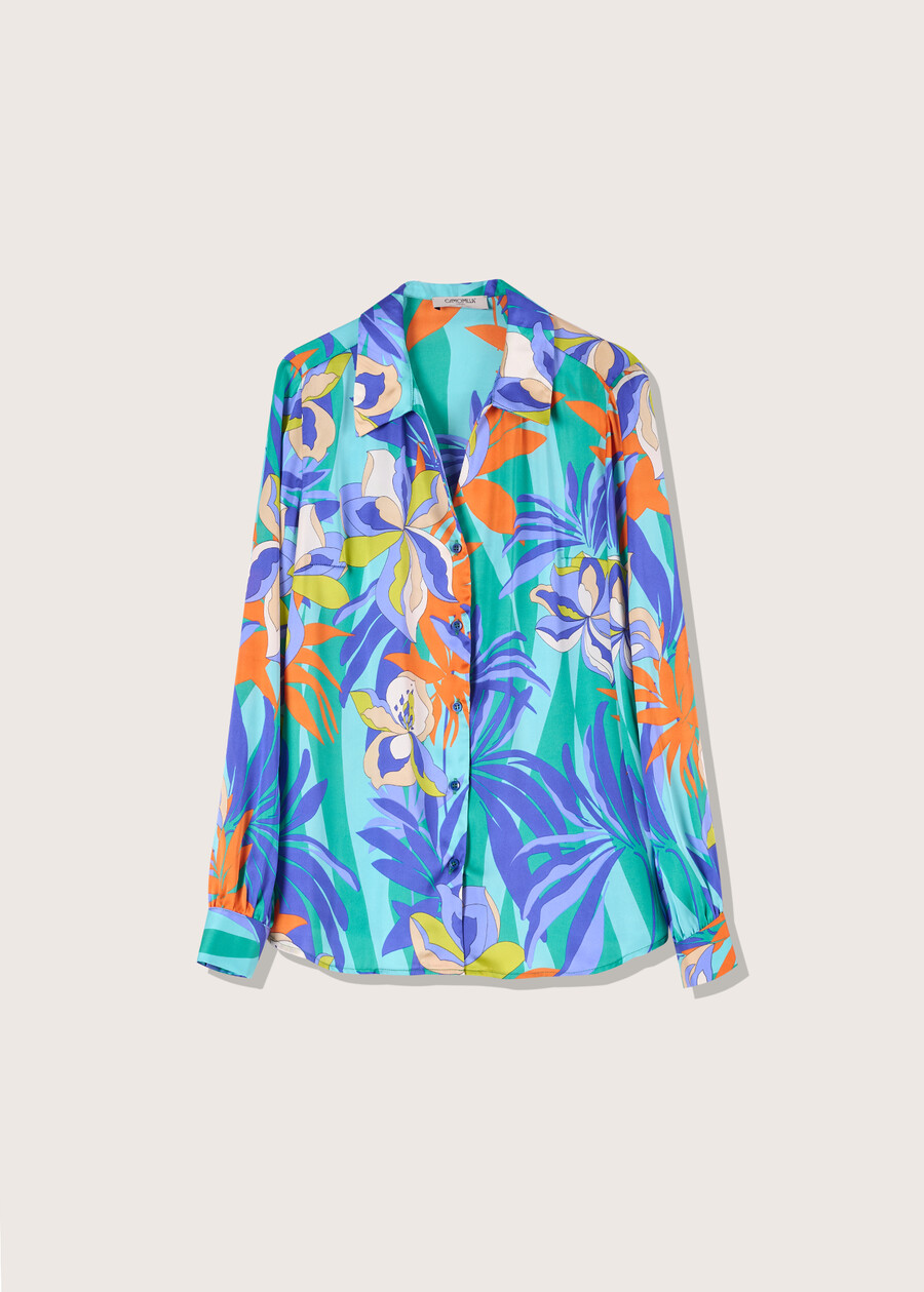 Camicia Clizia in satin fantasia BLUE PACIFICVERDE GARDEN Donna , immagine n. 4