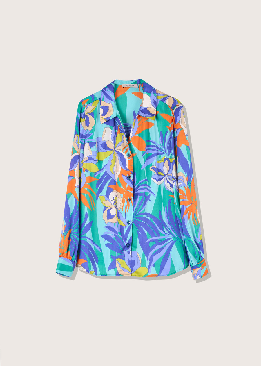 Clizia shirt in patterned satin BLUE PACIFICVERDE GARDEN Woman , image number 4