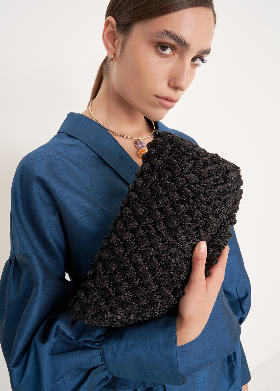 Basha crochet-look clutch bag NERO BLACKGOLD Woman , image number 1