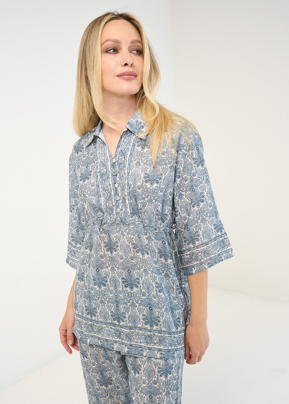Blusa Brady stampata con coulisse CELESTE FIORDALISO Donna null