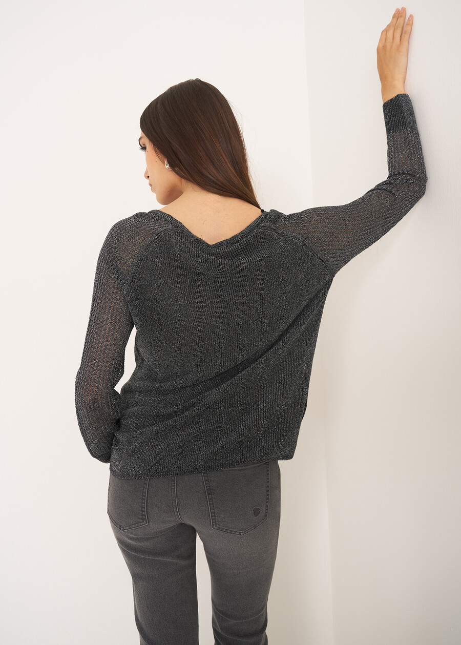 Mariel lurex knit sweater BEIGE LIGHT BEIGENERO BLACK Woman , image number 3