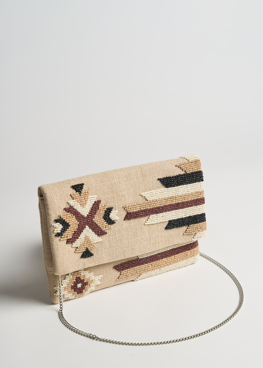 Blaika canvas pochette beads BEIGE LIGHT BEIGE Woman , image number 2