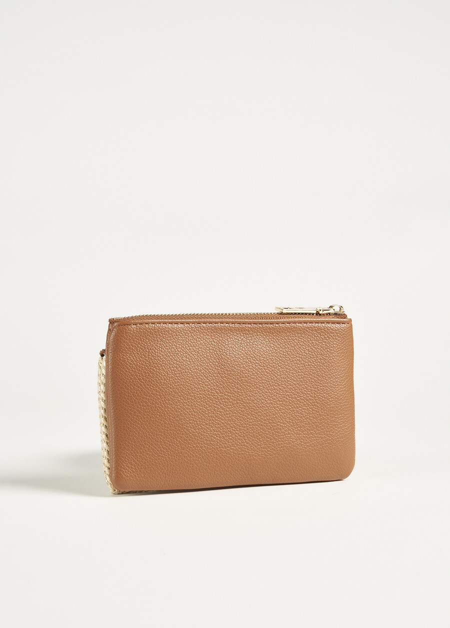 Paras eco-leather and straw wallet BEIGE Woman , image number 4