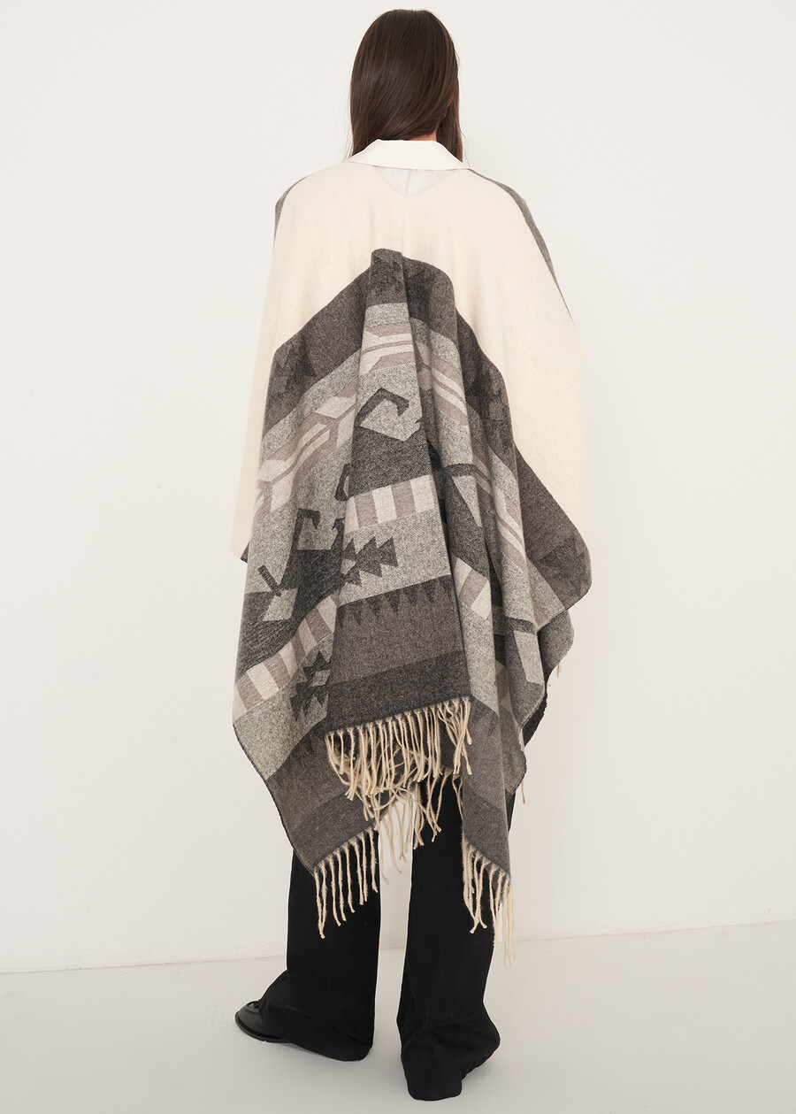 Mantella Maria con stampa azteca BEIGE LATTE Donna , immagine n. 5