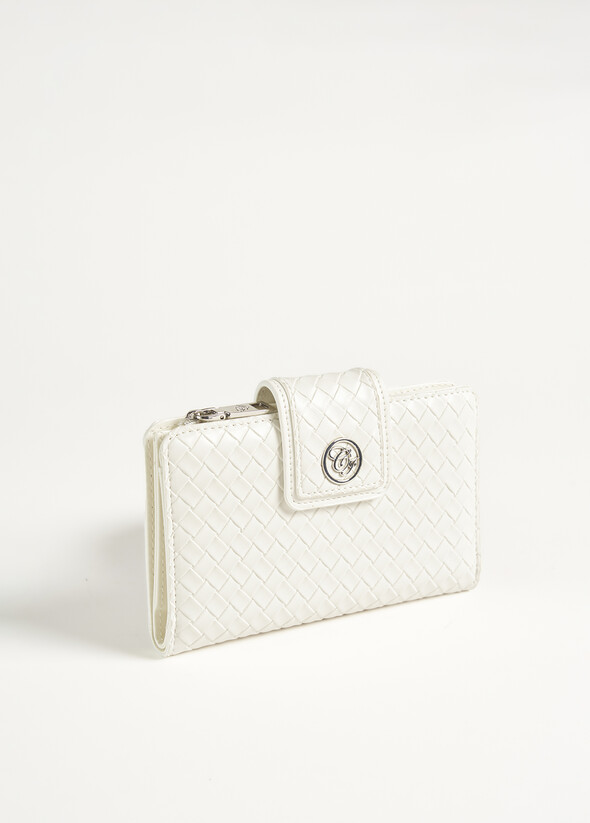 Portafoglio Percy in ecopelle a intreccio BIANCO WHITE Donna null