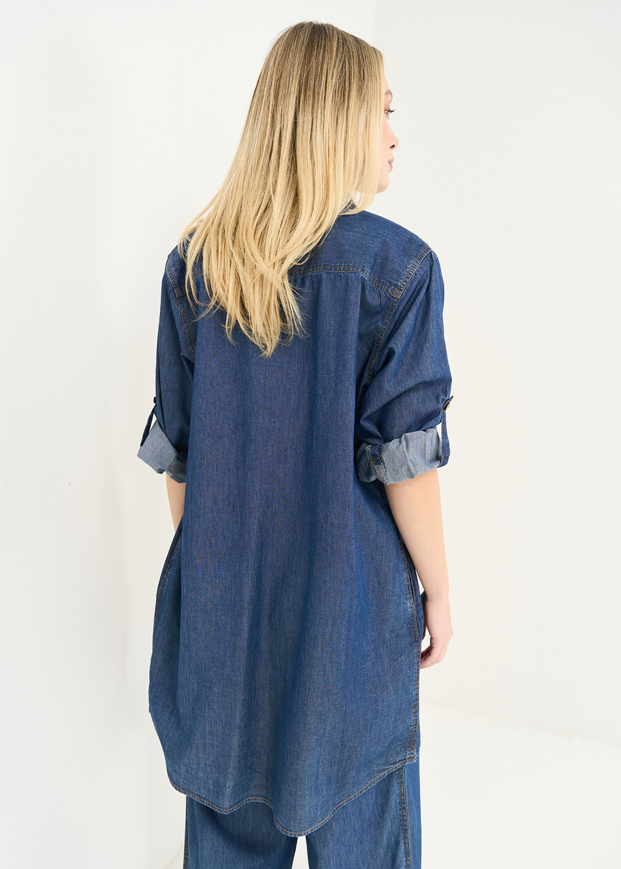 Clea long chambray shirt DENIM Woman , image number 3