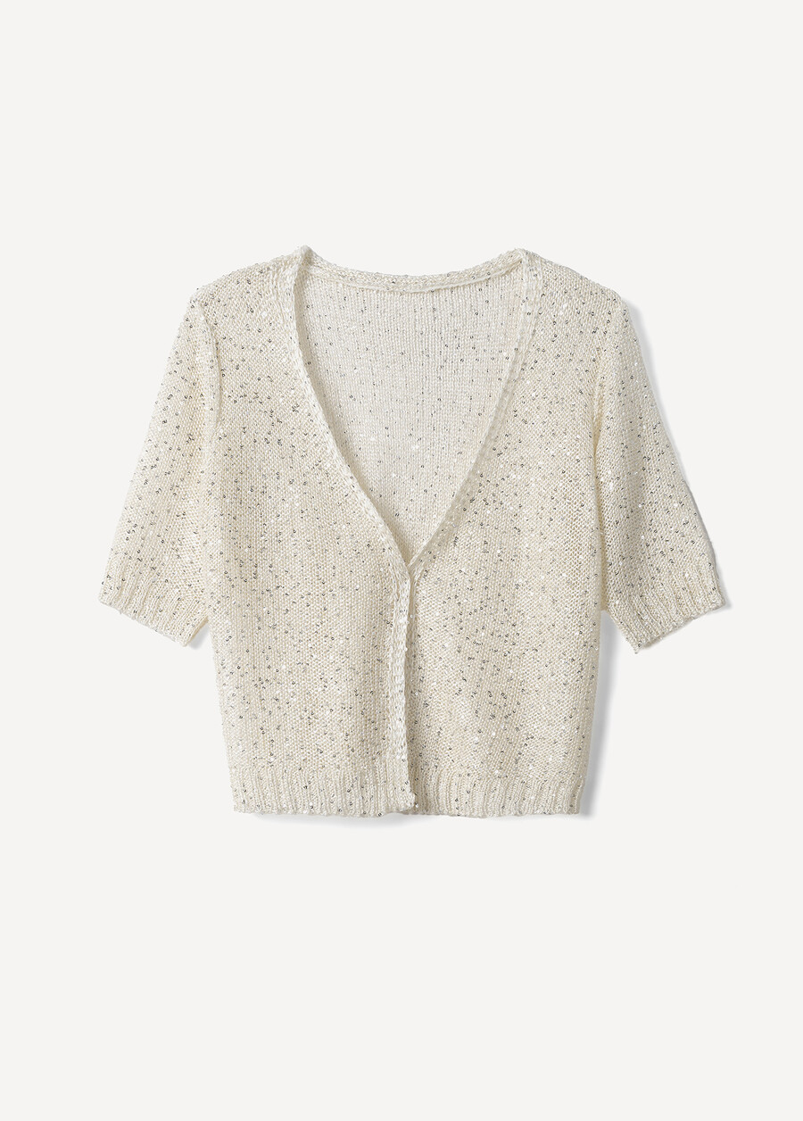 Cardigan Chantal Lurex Con Paillettes BEIGE LATTEGOLD Donna , immagine n. 3