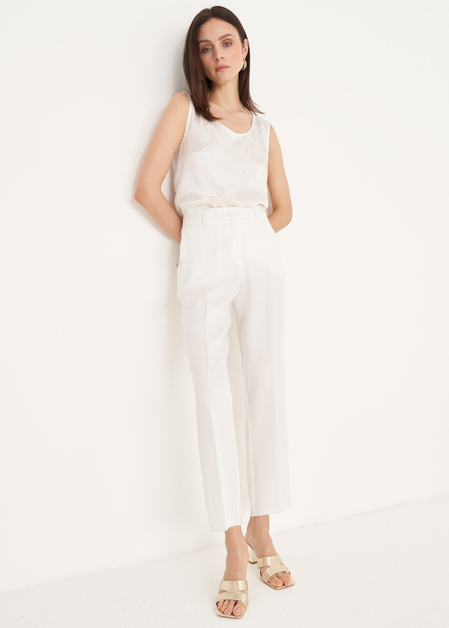 Alice-E linen e viscose trousers BLUMARRONE JAVABIANCO WHITEBLUE TURCHESE Woman , image number 4