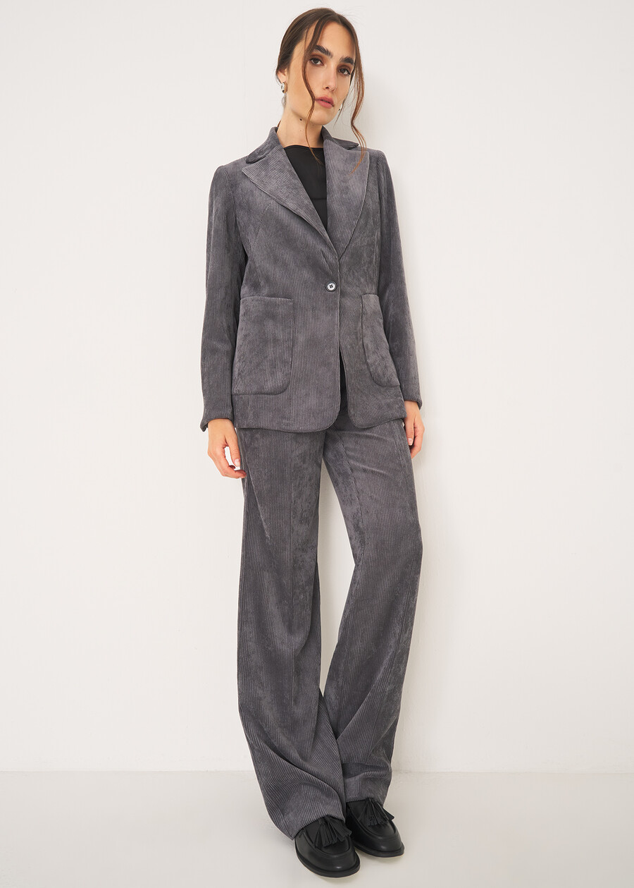 Corduroy Velvet  Suit GRIGIO CENEREVIOLA PURPLE Woman , image number 1