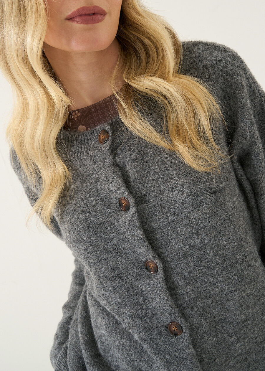 Cardigan Condor scollo tondo GRIGIO MEDIUM GREYMARRONE Donna , immagine n. 2
