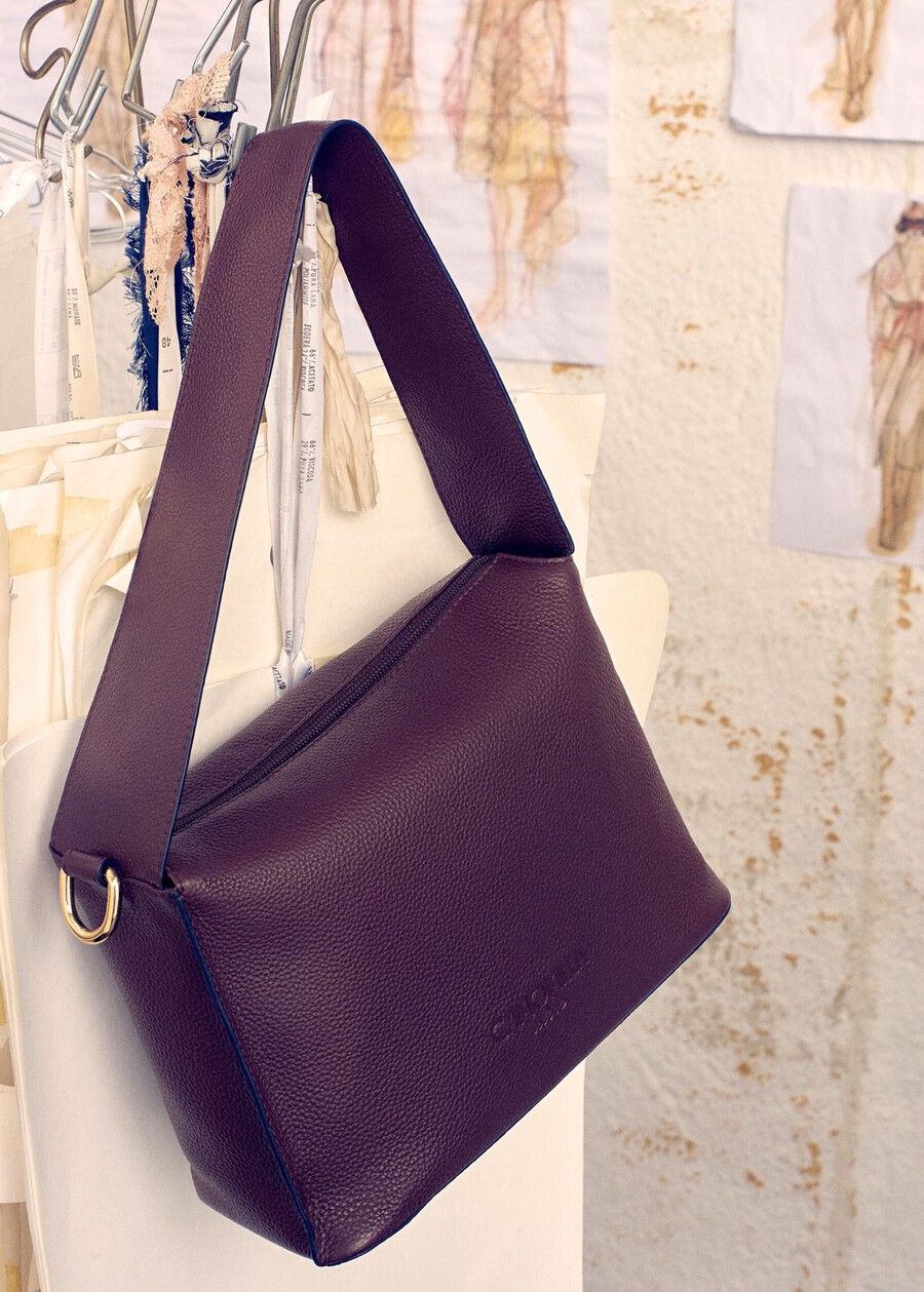 Borsa a sacca Birak 100% vera pelle MARRONE CASTAGNA Donna , immagine n. 1