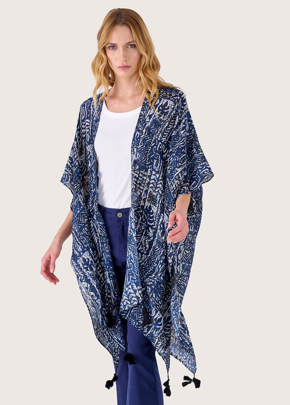 Mariann cape with ethnic print  Woman null