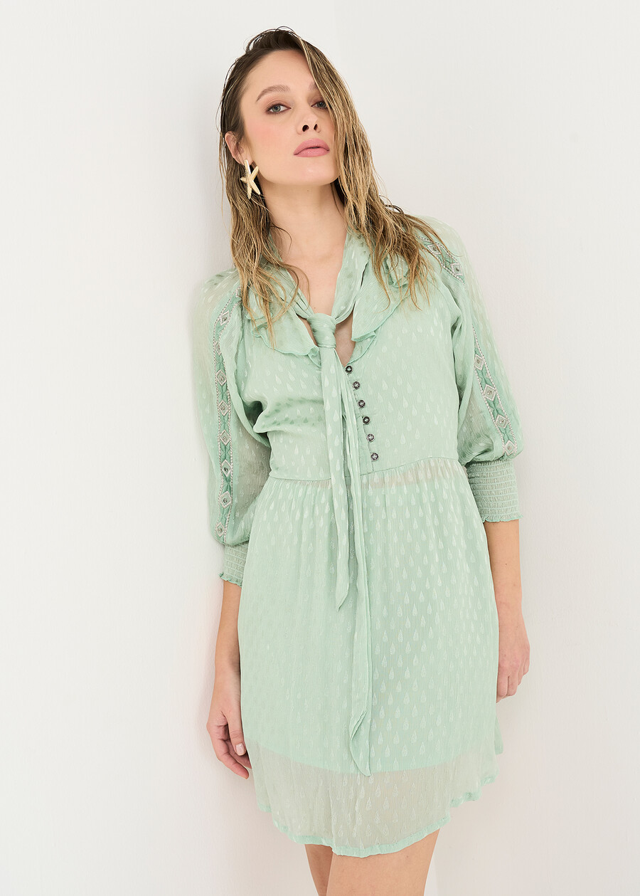 Alois short dress with embroidery VERDE Woman , image number 2