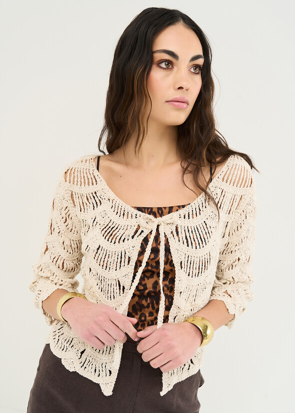 Cardigan Carolina in cotone BEIGE LIGHT BEIGE Donna null