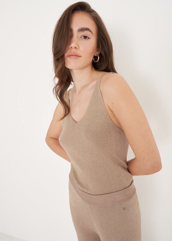 Thinker Lurex Knit Top BEIGE SABBIA Woman null