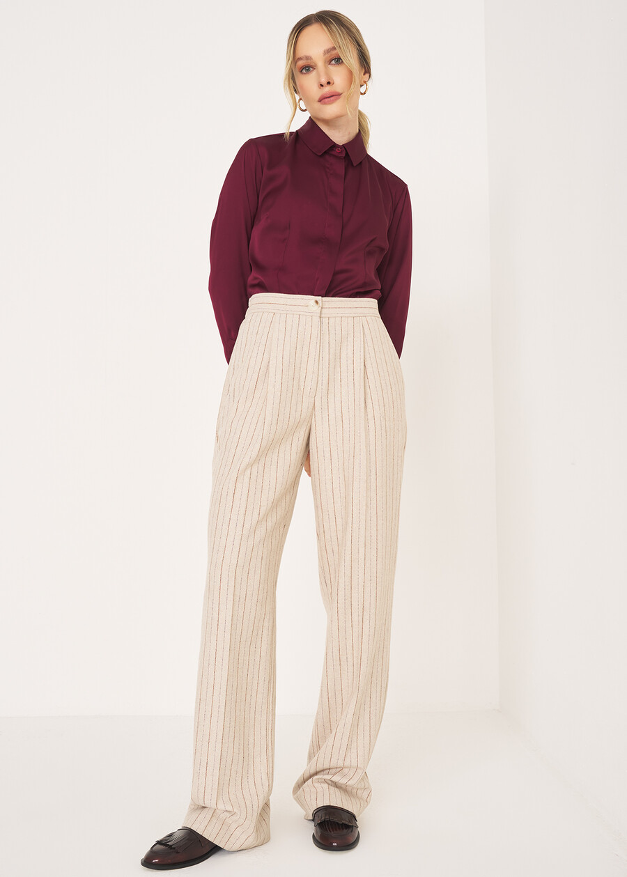 Paris pleated wide-leg trousers BEIGE ECRU Woman , image number 2