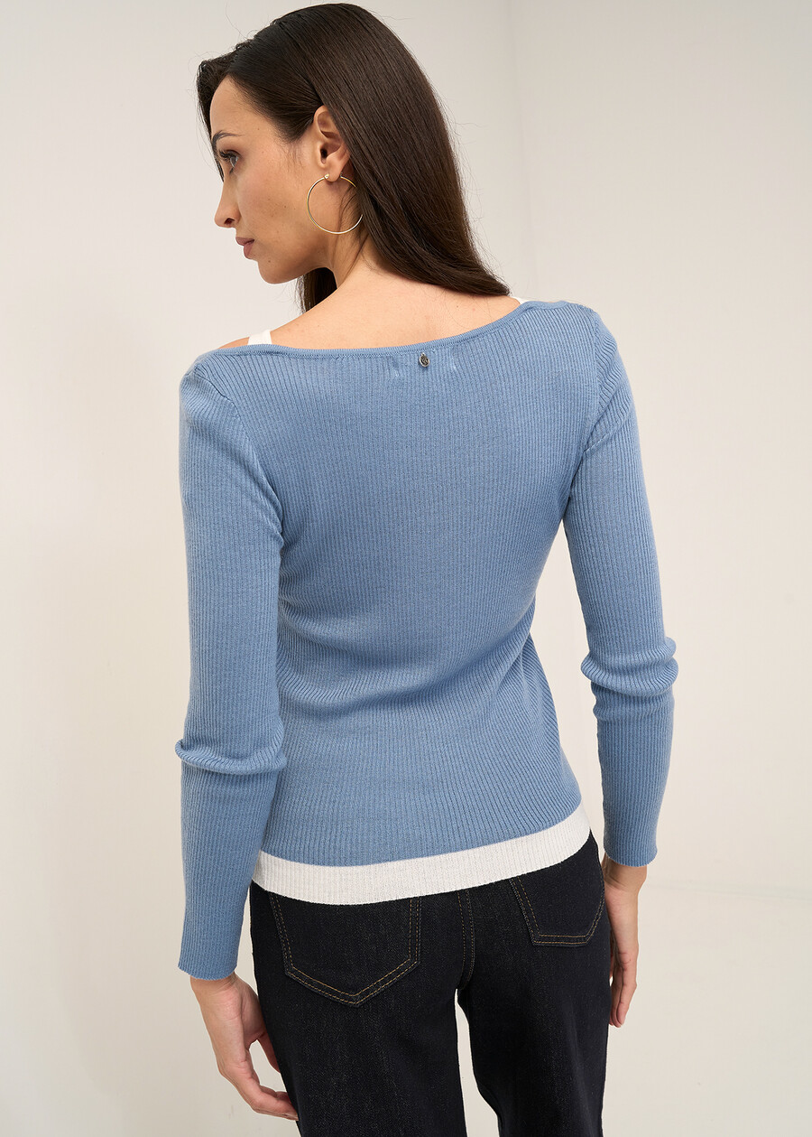 Maglia Marie 2 in 1 con canotta CELESTE POLVERE Donna , immagine n. 3