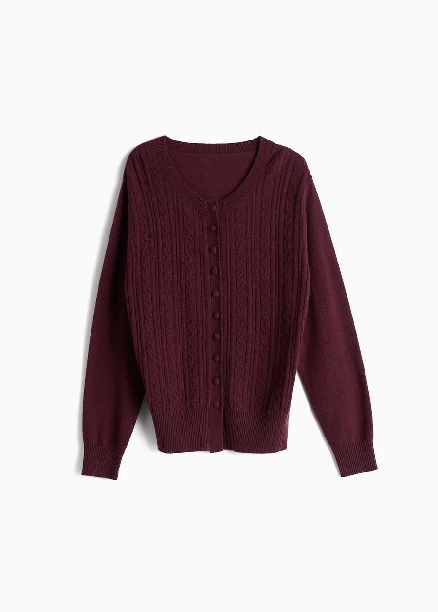 Cardigan Chiara in lana cashmere ROSSO BORDEAUXVERDE Donna , immagine n. 5