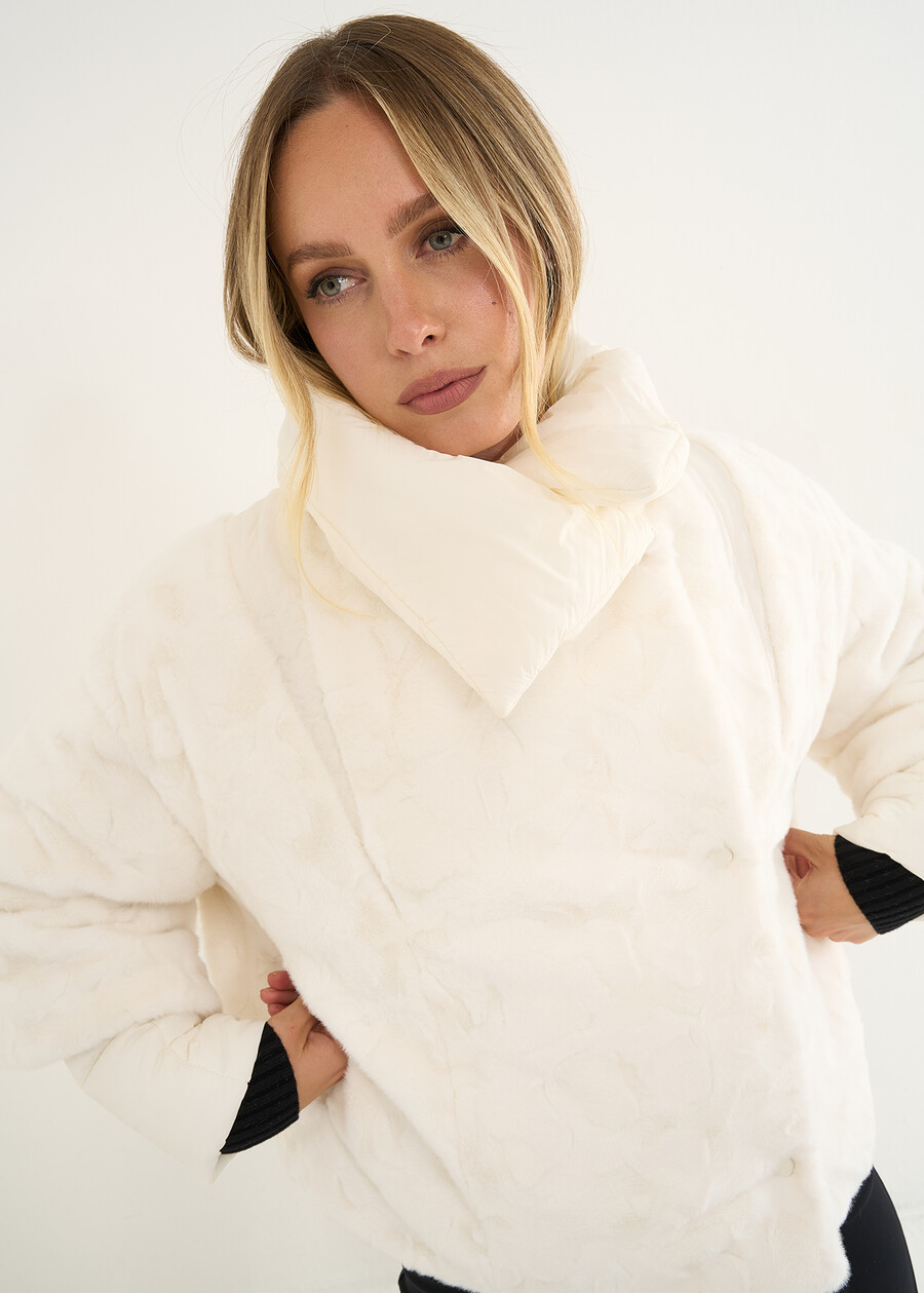 Piumino Percey a cappetta bimateriale BIANCONERO Donna , immagine n. 2