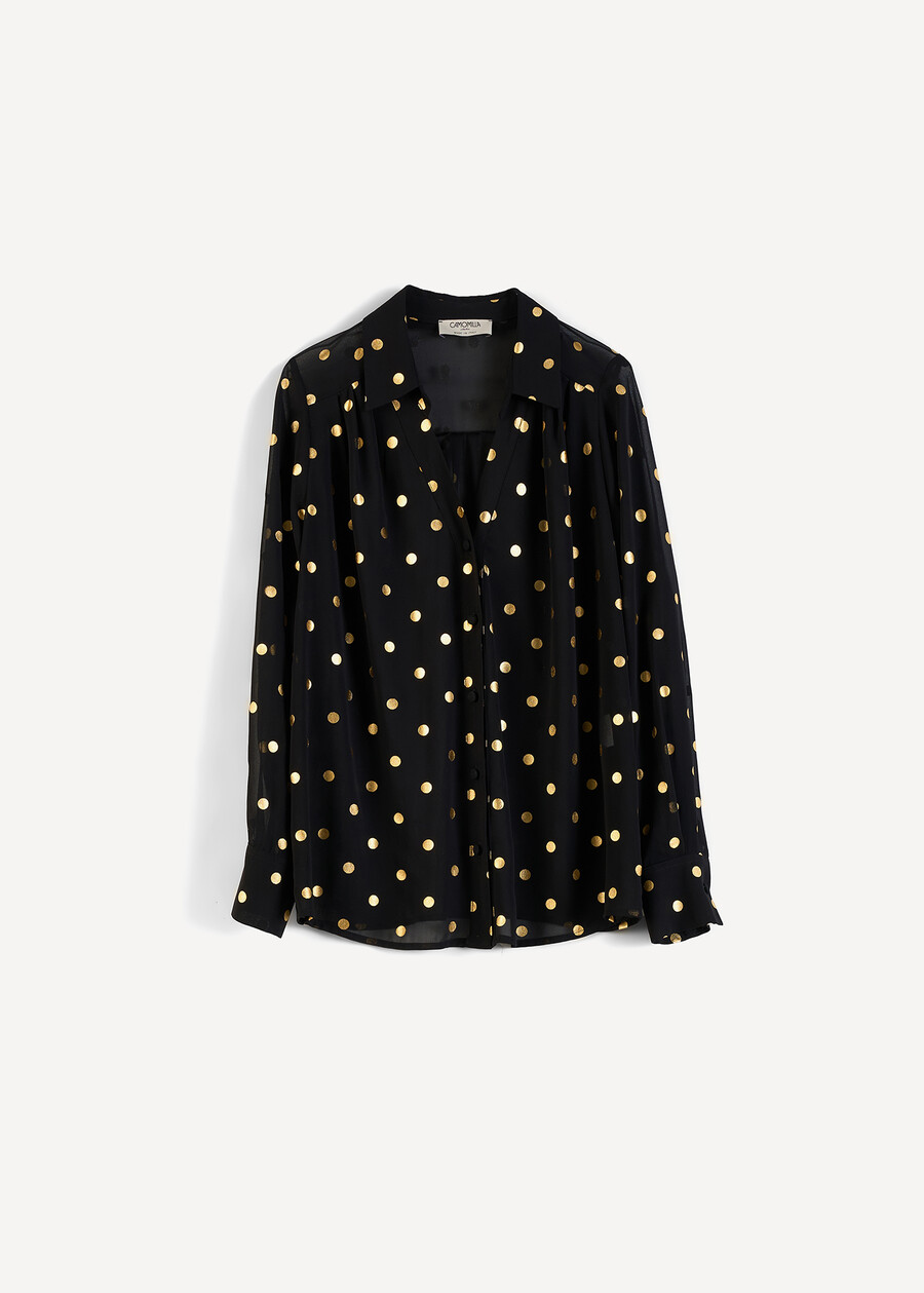 Cliz polka dot georgette shirt NERO BLACK Woman , image number 5