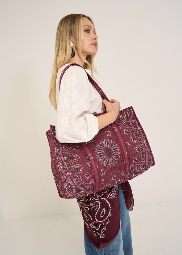 Shopping bag Bailey in cotone ROSSO BORDEAUX Donna null